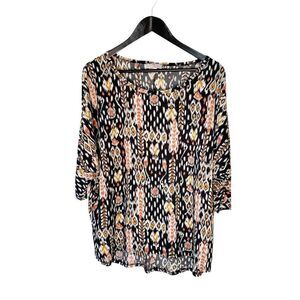 Pretty Young Thing Black Pattern‎ Ikat Dolman Sleeve Blouse